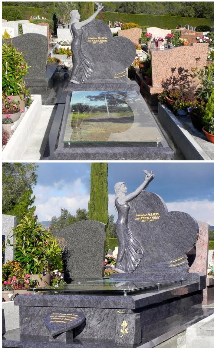 Plaque spéciale en verre monument funéraire en granite