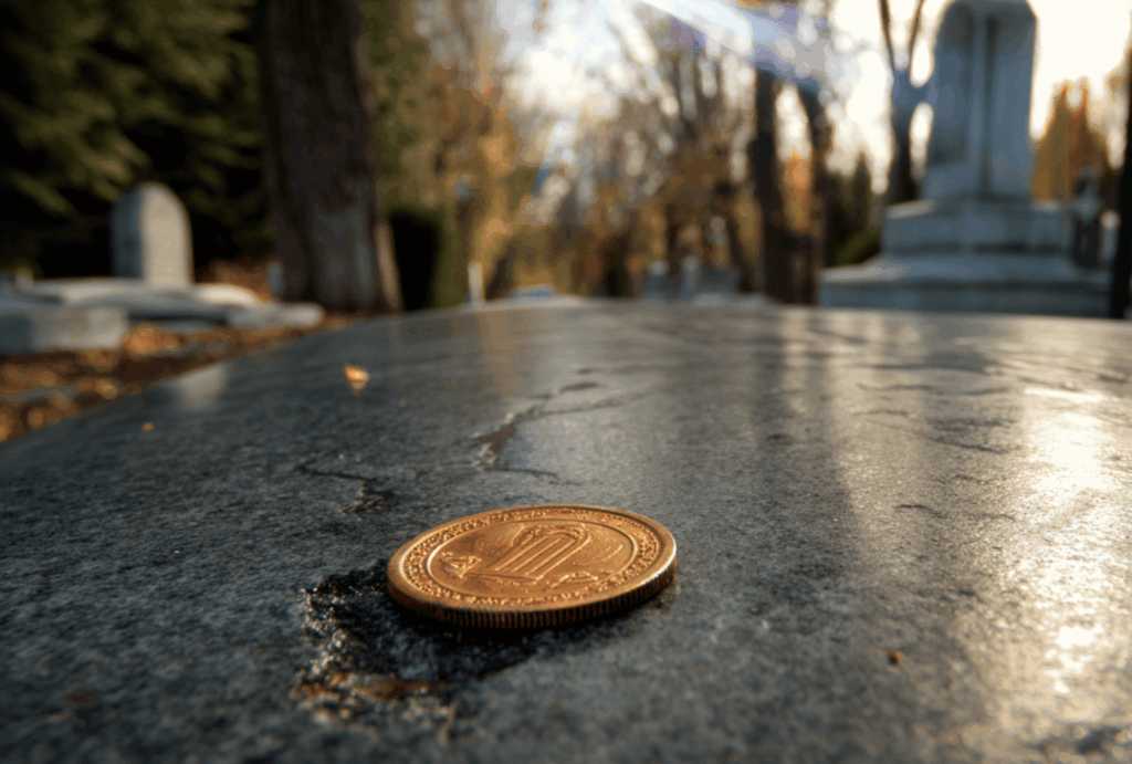 Que signifie laisser une pièce de monnaie sur une tombe ?